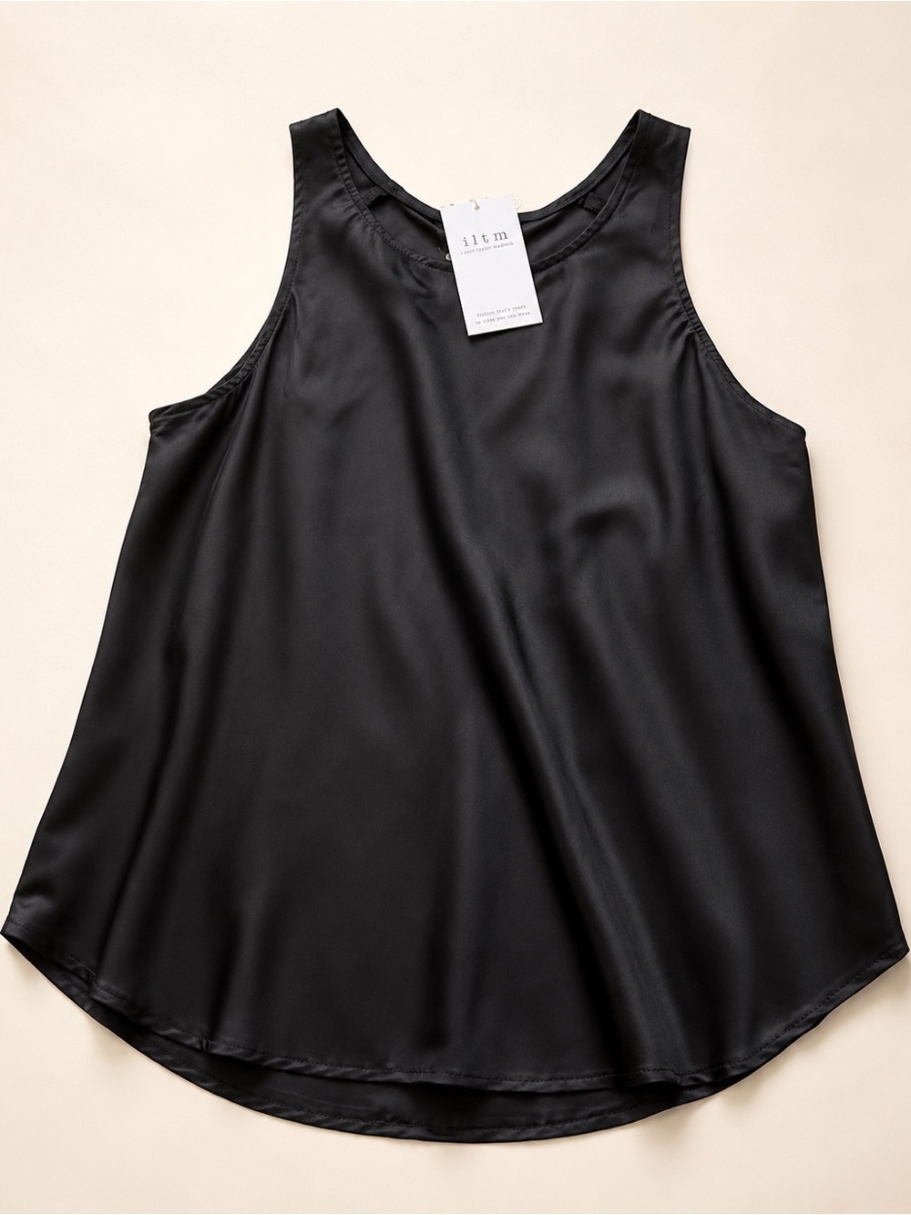Satin Black Scoop Neck Tank Top